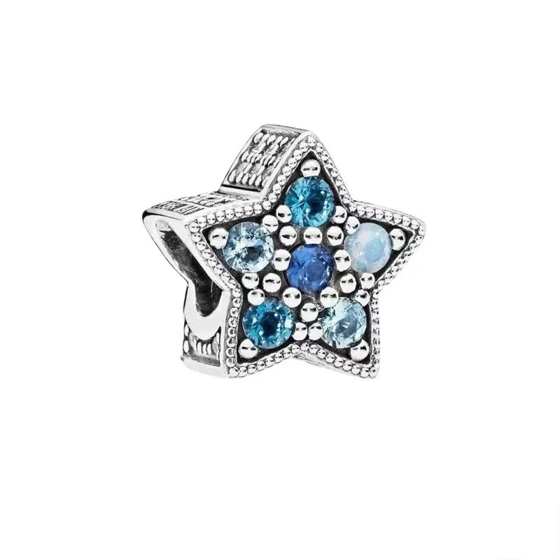 Blue Marine Organism Series Charm Jewelry Fit Original 925 Sterling Silver