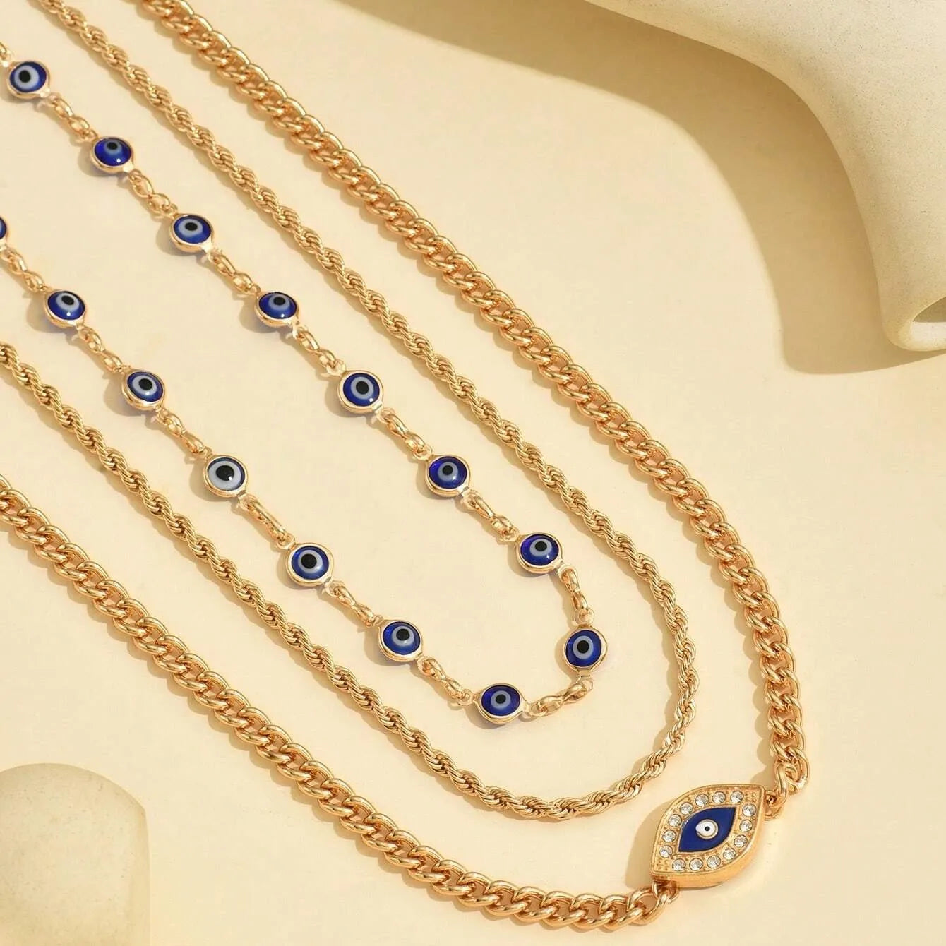Boho Crystal Evil Eye Pendant Necklace For Women