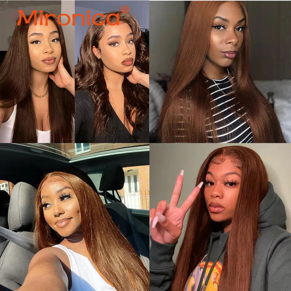 Straight Chocolate Brown Human Hair Bundles Deal - Human Hair Extensions