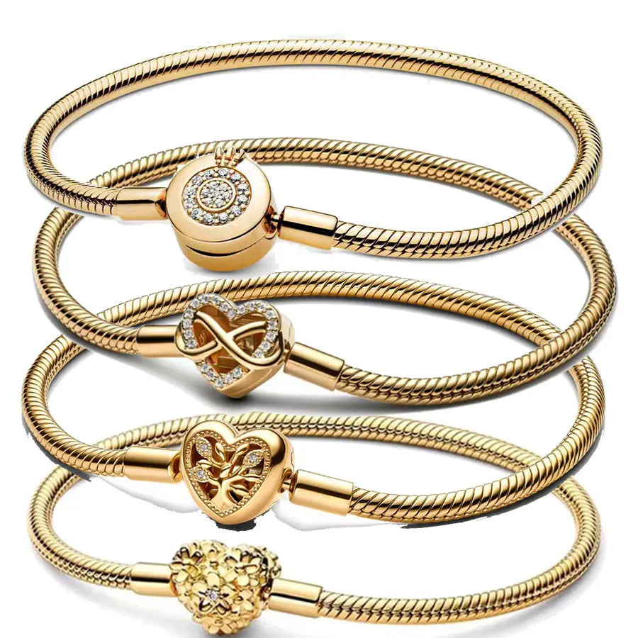 925 fine heart-shaped snake bone bracelet for women
