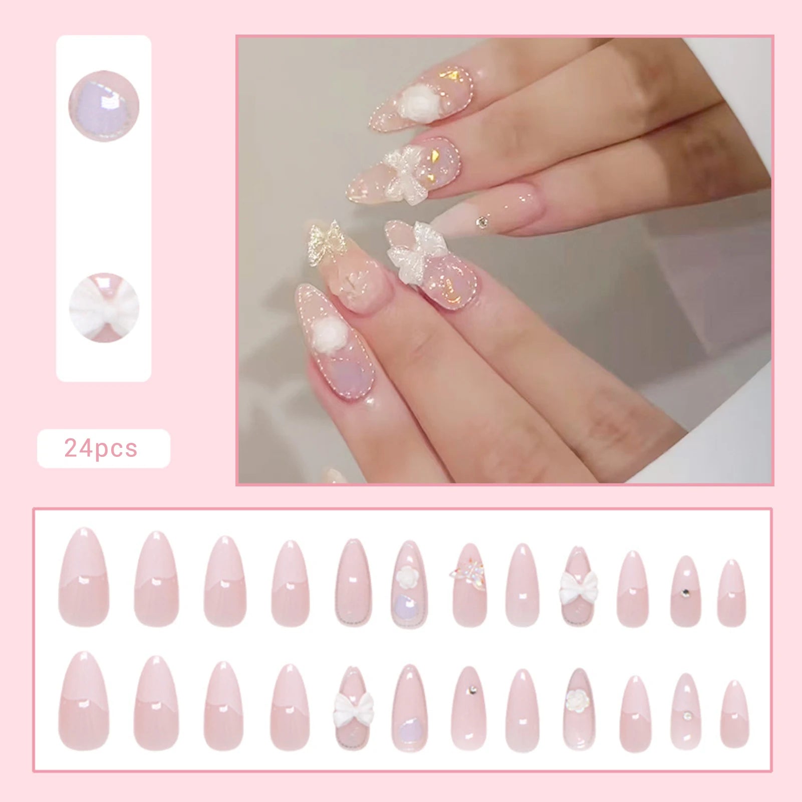 Nails Almond Shaped Press on Nails - 24pcs