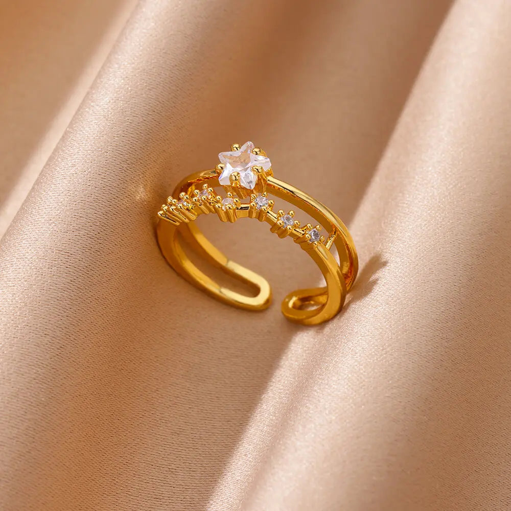 Rings For Women Stainless Steel Gold Aesthetic Jewlery