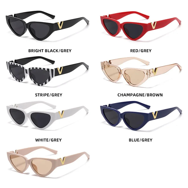 Glamour Women Brand Sunglasses Fashion V Designer Glasses Cat Eye Stylish