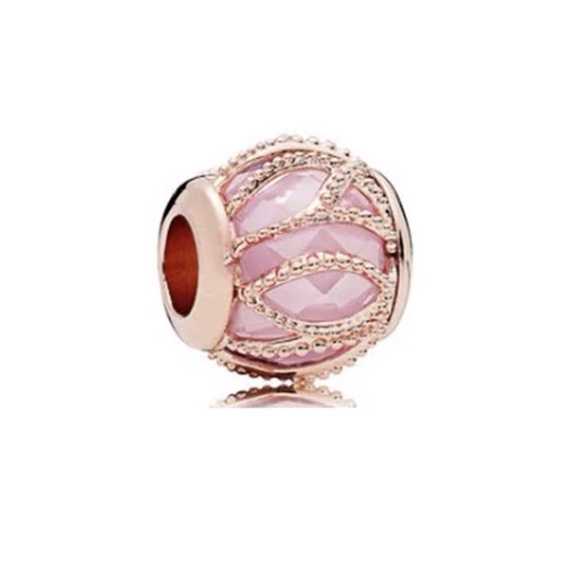 Hot Sale Rose Gold Charm Beads Fit Original 925 Silver Bracelet Women Jewelry