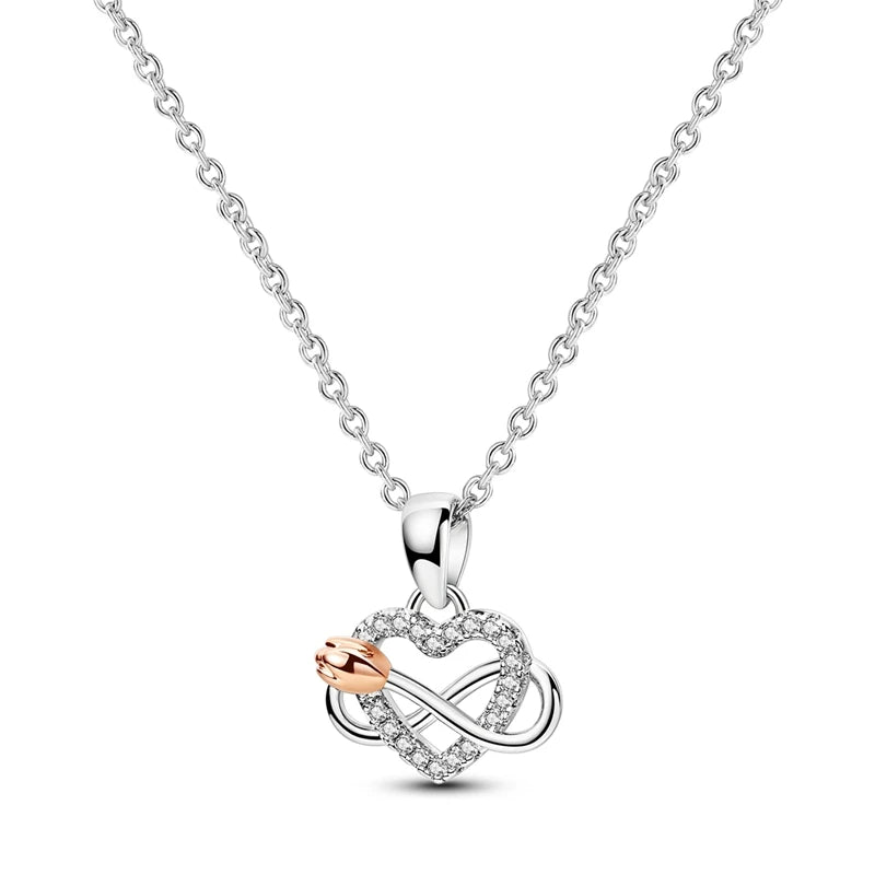 925 Silver Jewelry Rose Gold Double Color Zircon