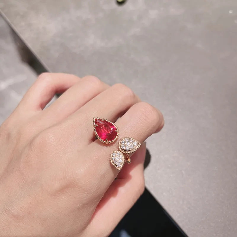 Gemstone Water Drop Ring for Women&