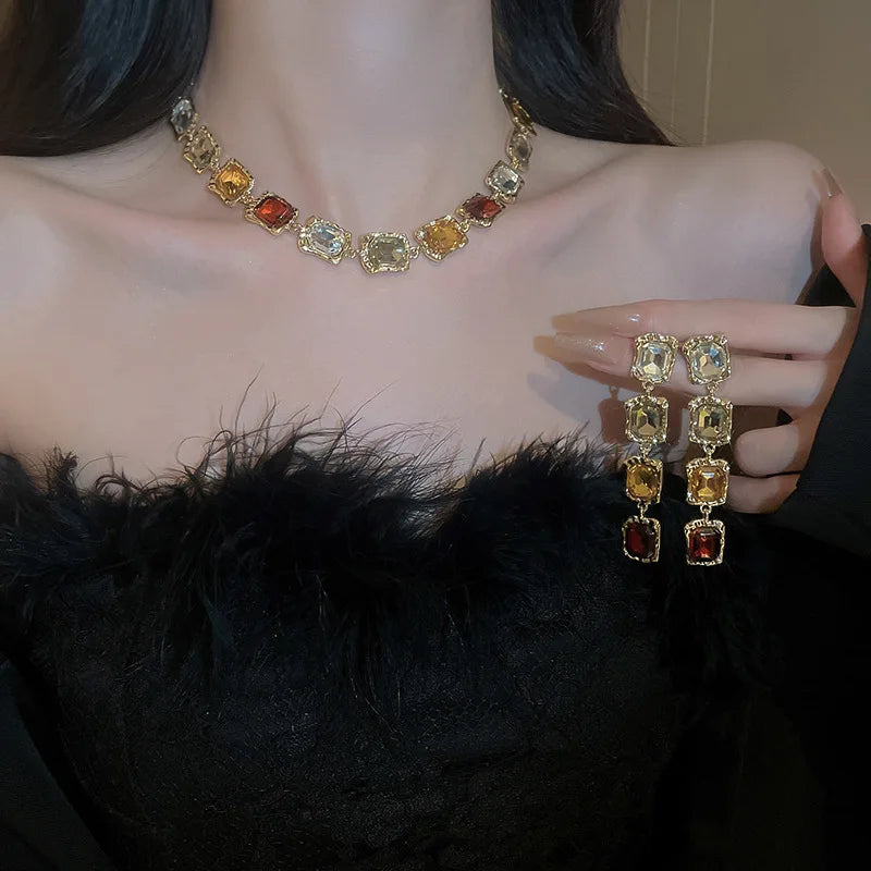 Necklace and Earrings Fashionable Temperament Splicing Jewelry