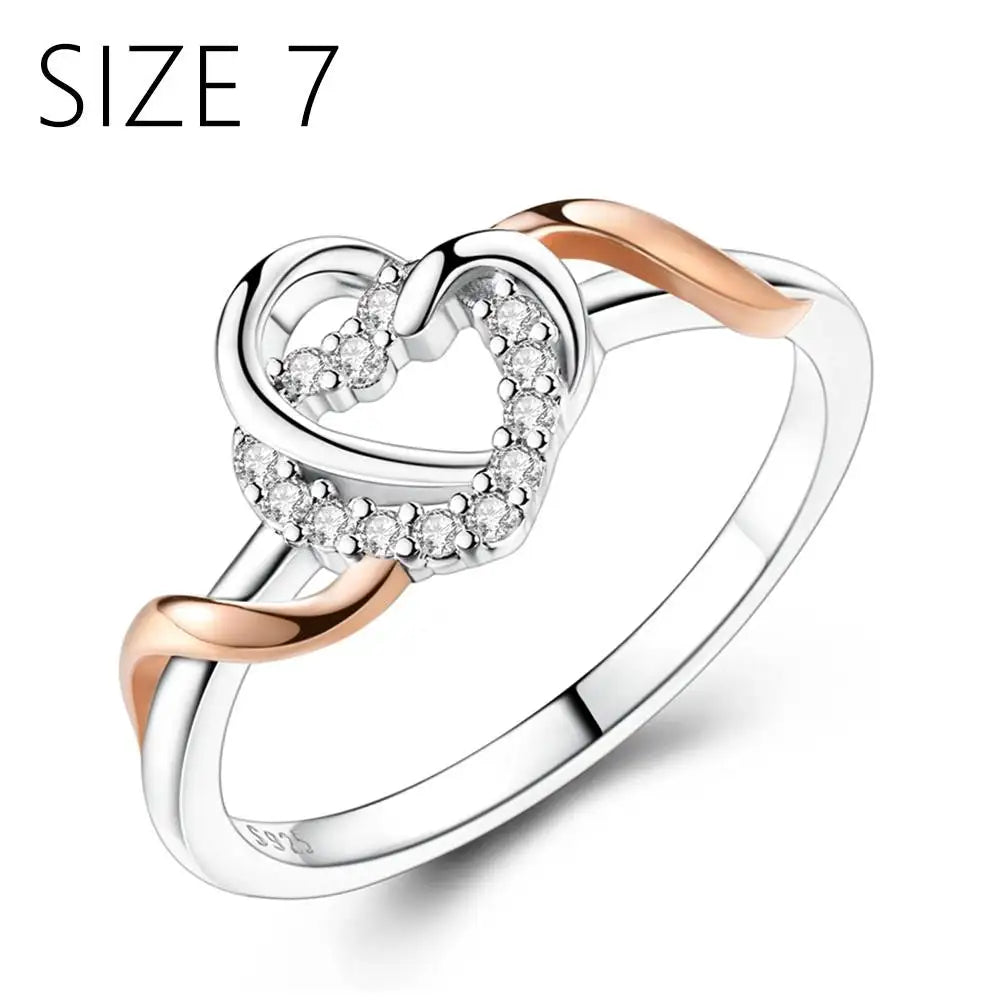925 Silver Jewelry Rose Gold Double Color Zircon