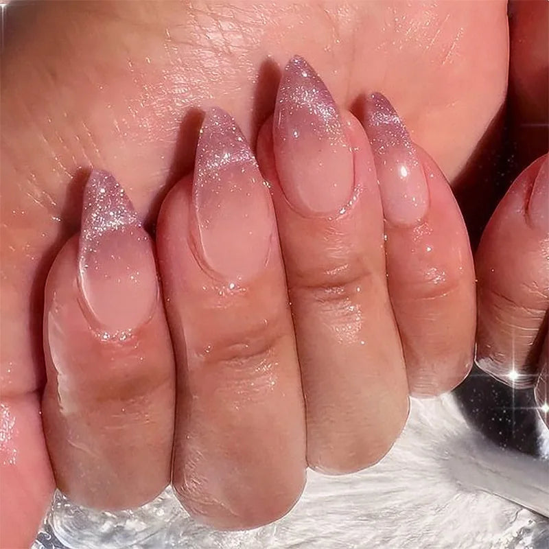 Cat Eye French Sheer Manicure Tip Art 3D Acrylic Nails