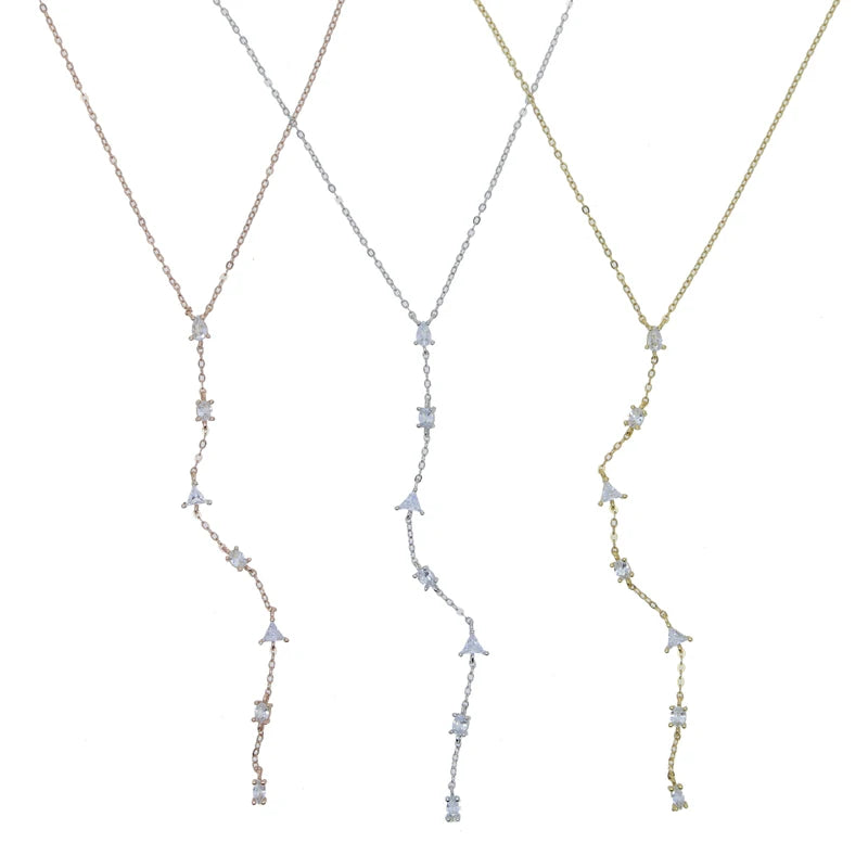 925 Sterling Silver Rose Gold Sexy Long Y Necklace for Women
