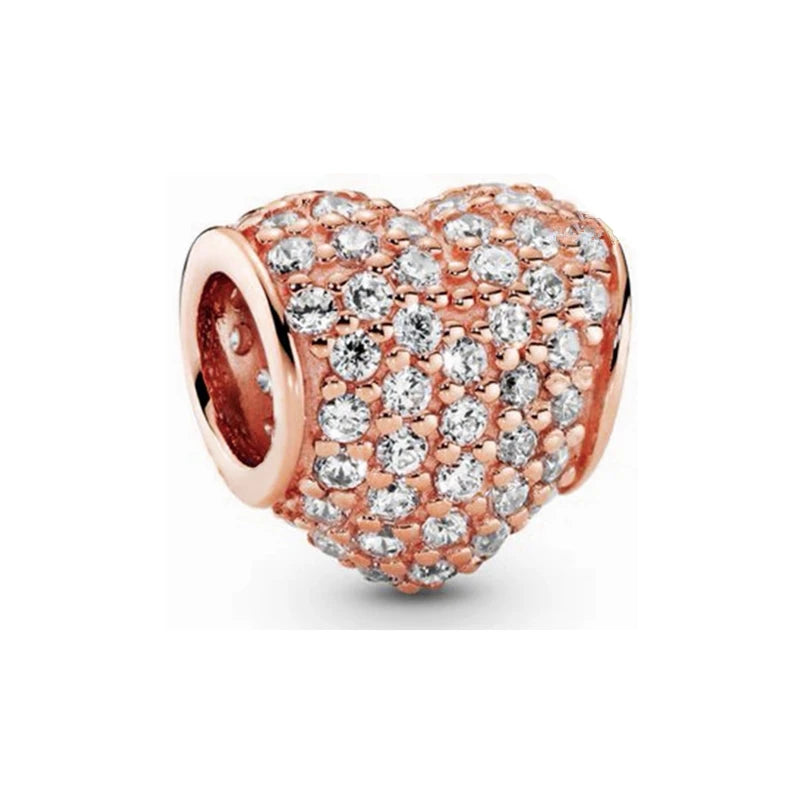 Hot Sale Rose Gold Charm Beads Fit Original 925 Silver Bracelet Women Jewelry
