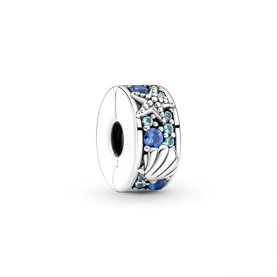 Blue Marine Organism Series Charm Jewelry Fit Original 925 Sterling Silver