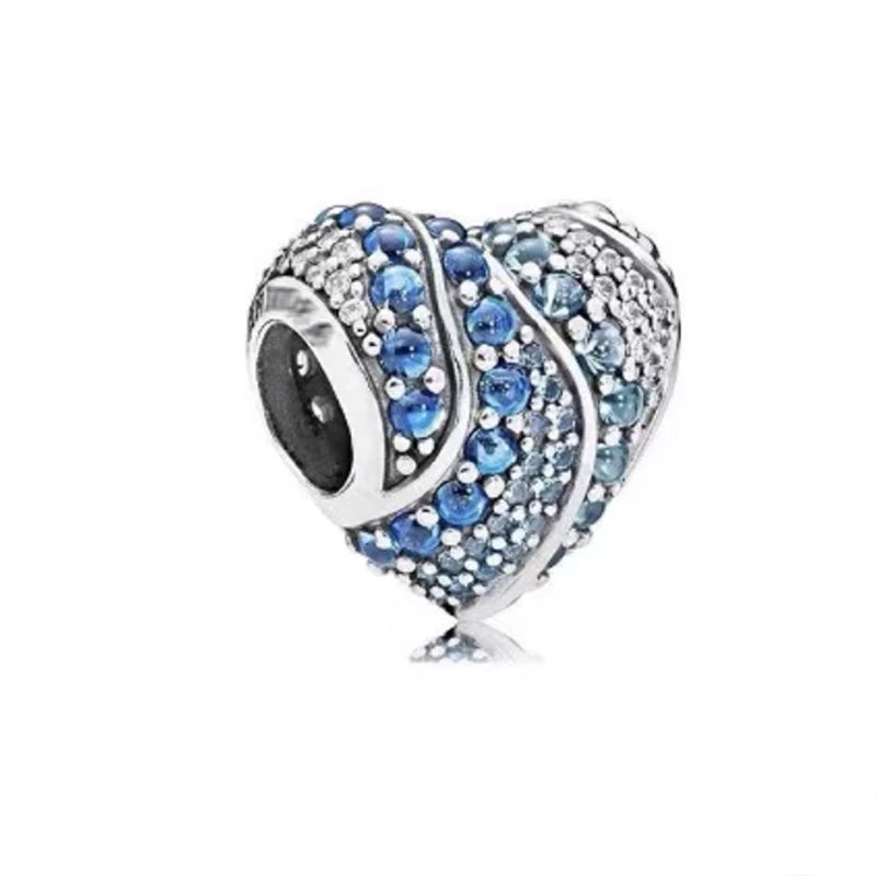 Blue Marine Organism Series Charm Jewelry Fit Original 925 Sterling Silver