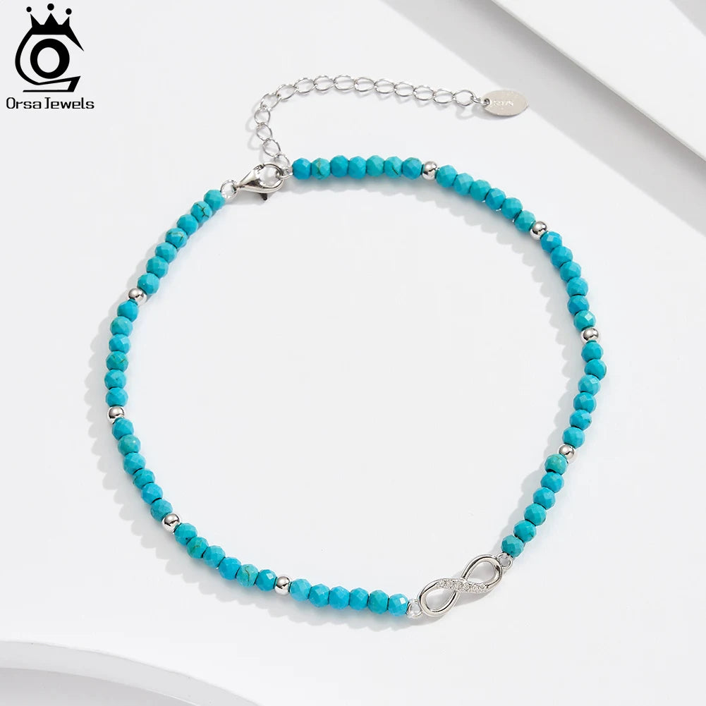 925 Sterling Silver Infinity Anklet for Women