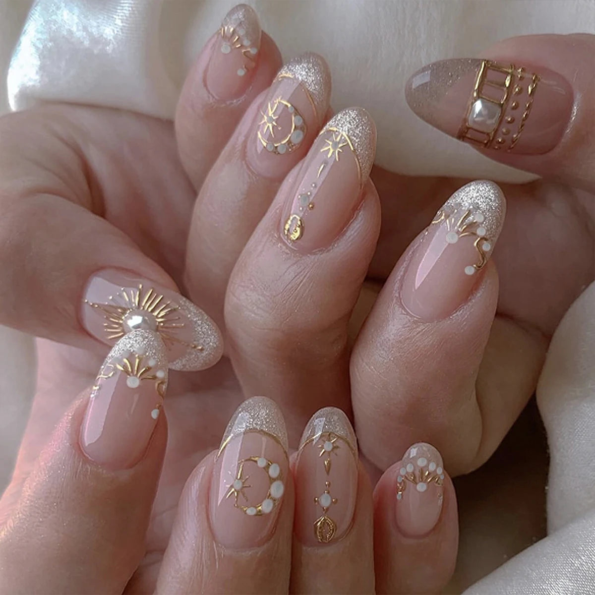 Cat Eye French Sheer Manicure Tip Art 3D Acrylic Nails