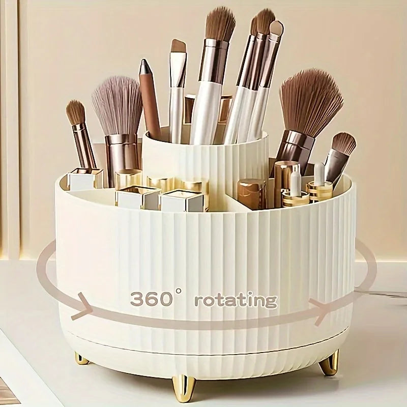 Cosmetic Storage Box with 5 Compartments - 360-Degree Rotating