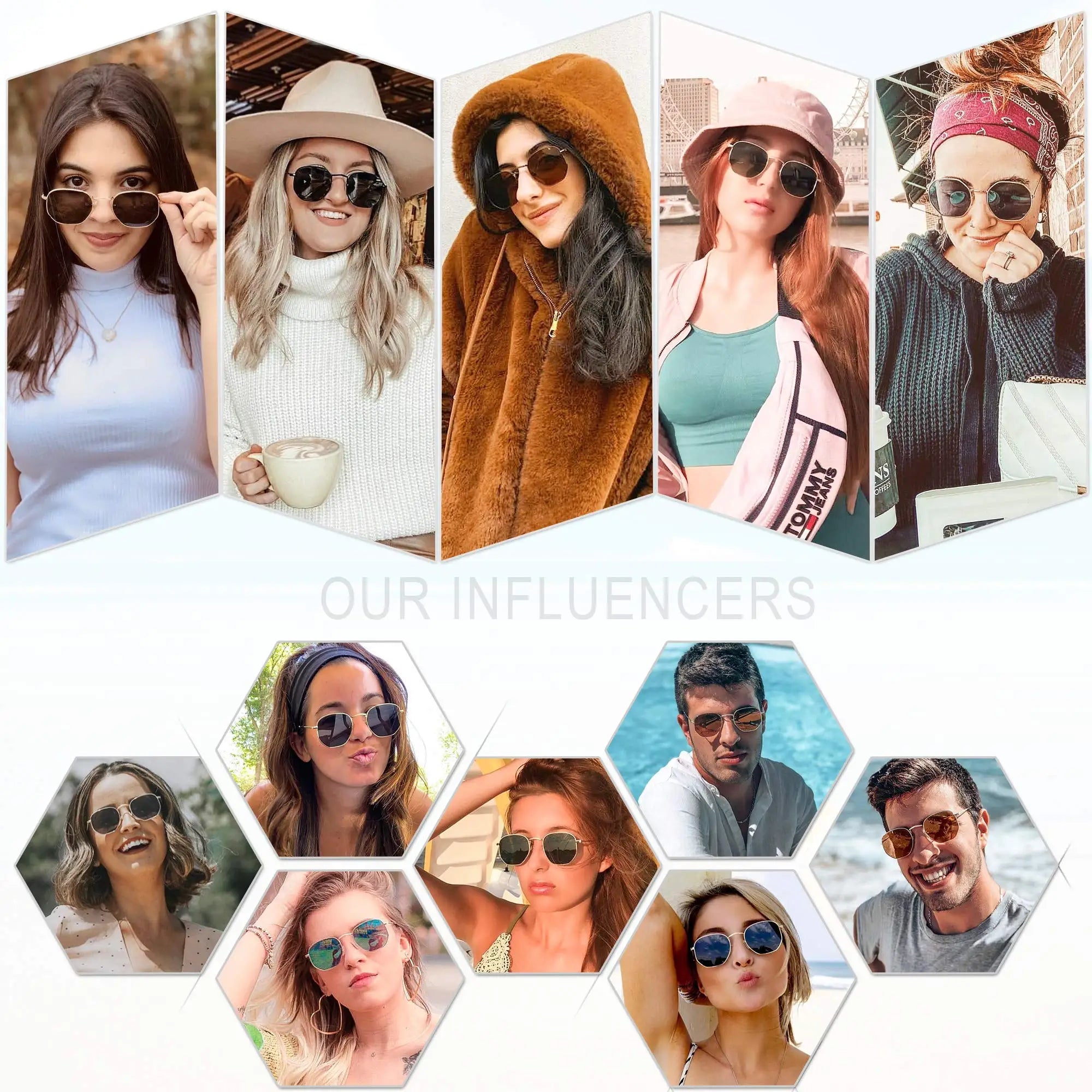 Sunglasses for Women Hexagonal Polarized Lens Trendy.