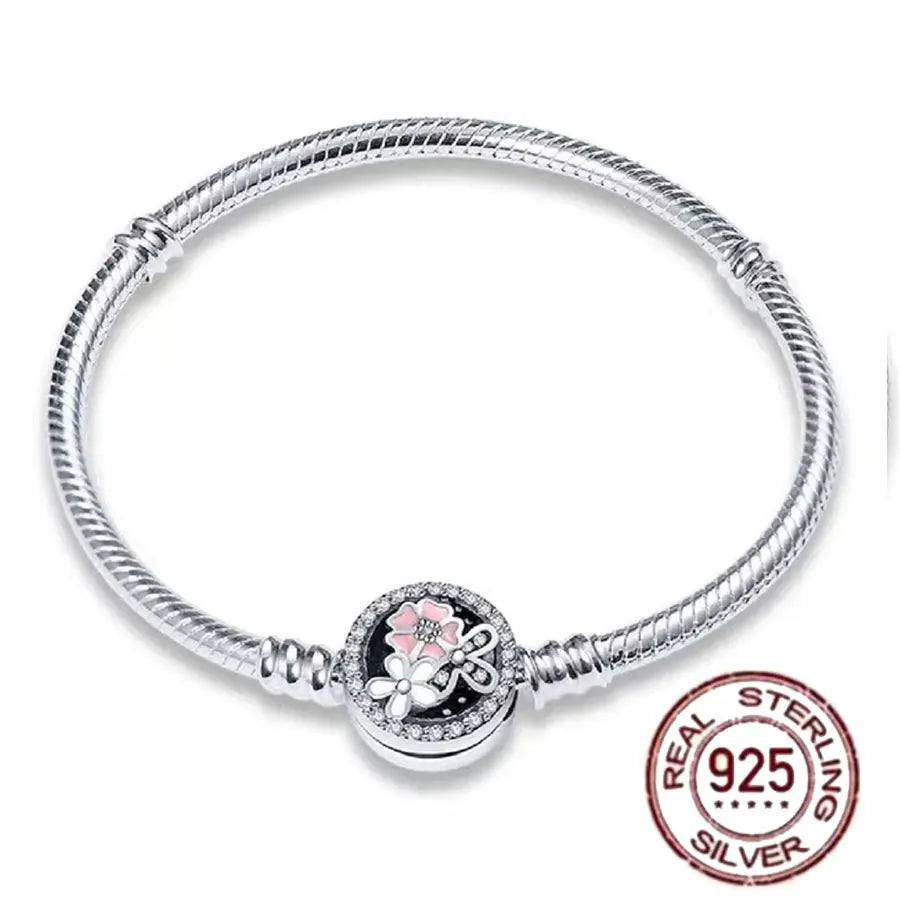 925 fine heart-shaped snake bone bracelet for women