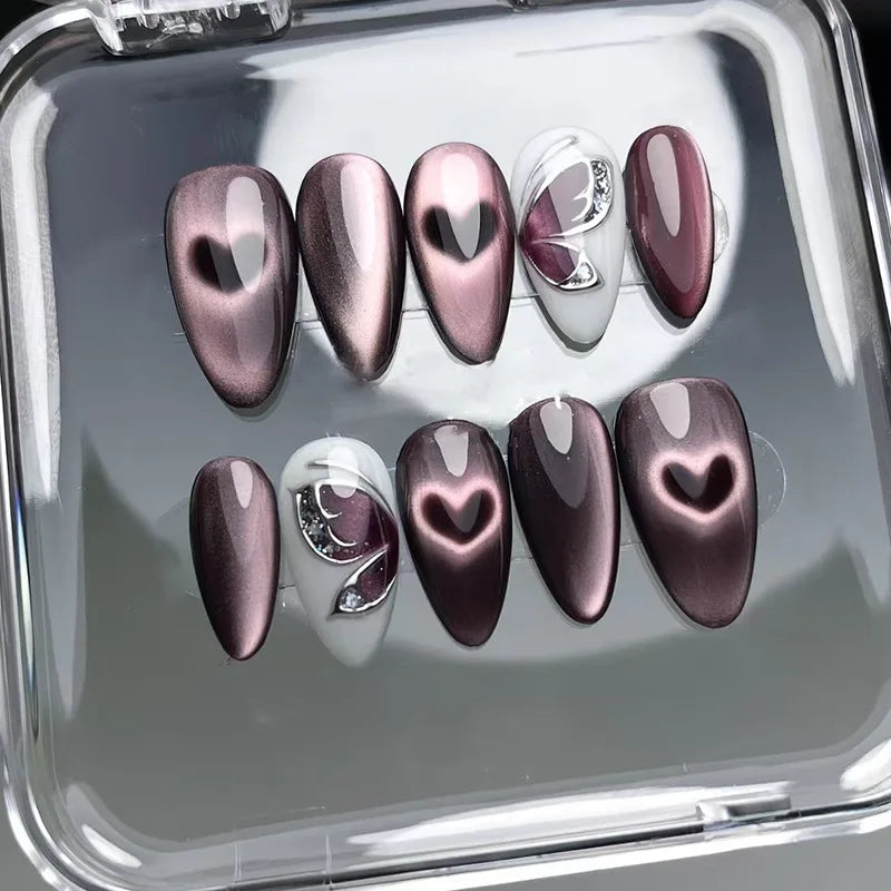 3D Ripple Design False Nails / Almond Tips nails - 24pcs
