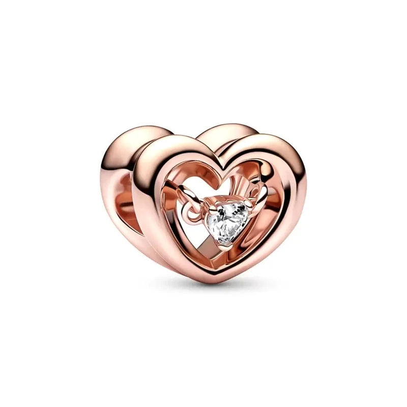 Hot Sale Rose Gold Charm Beads Fit Original 925 Silver Bracelet Women Jewelry