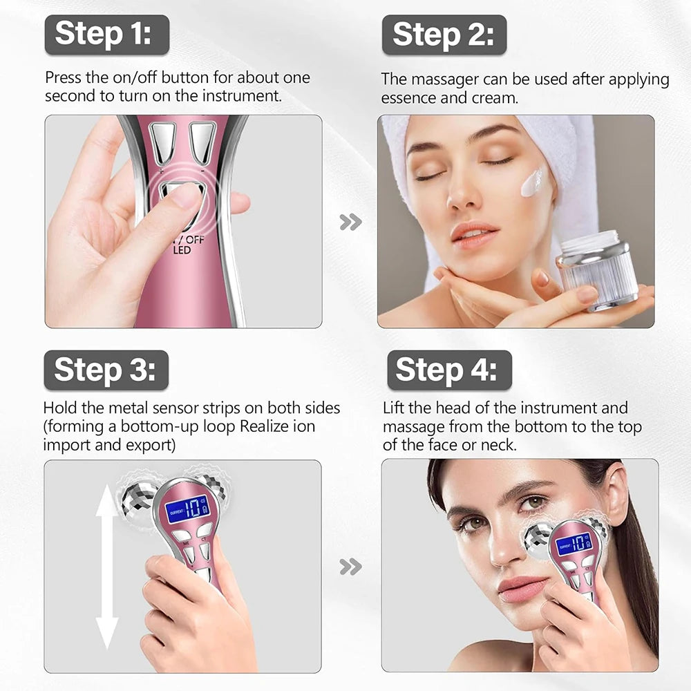 Face Microcurrent Vibration Facial V Lifting Massage Devices 4D