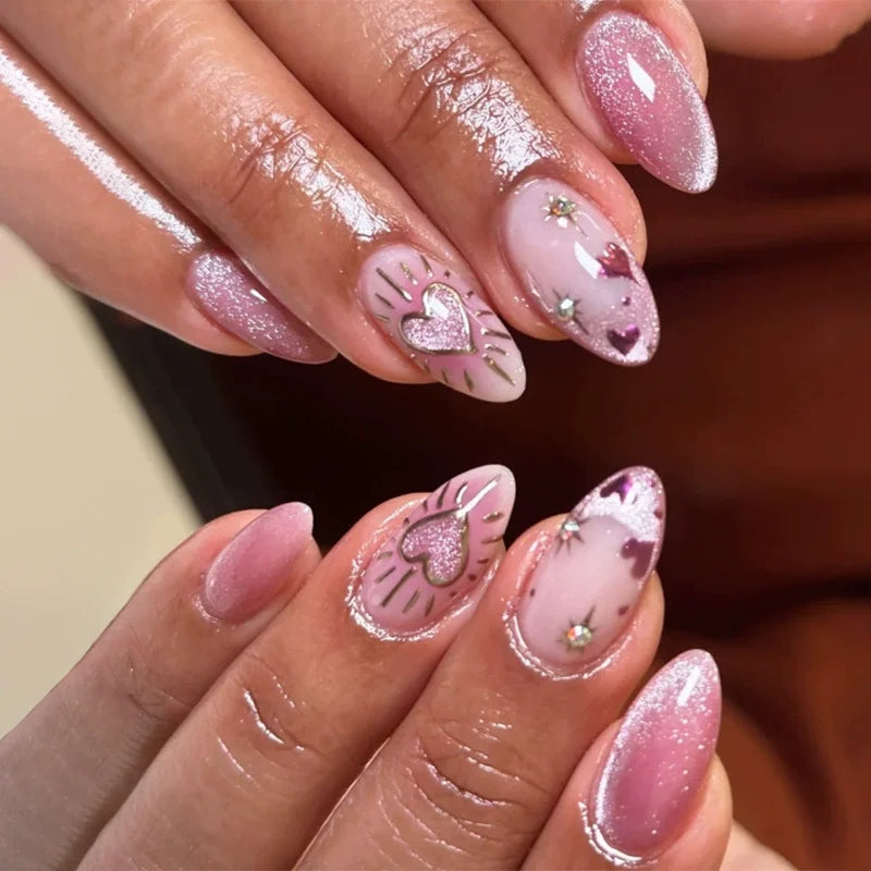 Cat Eye French Sheer Manicure Tip Art 3D Acrylic Nails