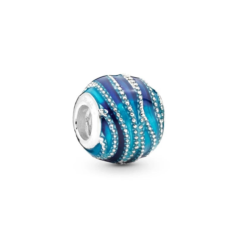 Blue Marine Organism Series Charm Jewelry Fit Original 925 Sterling Silver