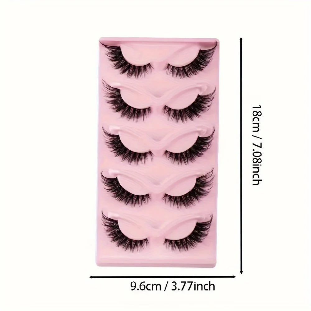 5 Pairs Eyelashes - Natural Long, Cat Eye Style