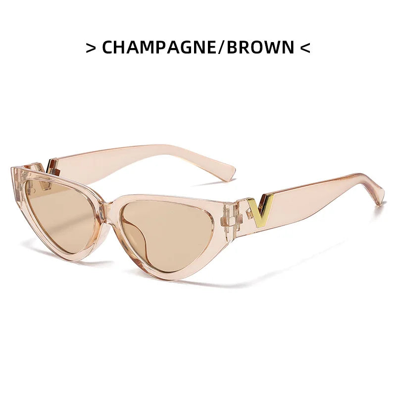 Glamour Women Brand Sunglasses Fashion V Designer Glasses Cat Eye Stylish