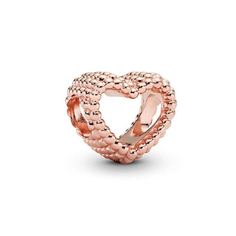 Hot Sale Rose Gold Charm Beads Fit Original 925 Silver Bracelet Women Jewelry
