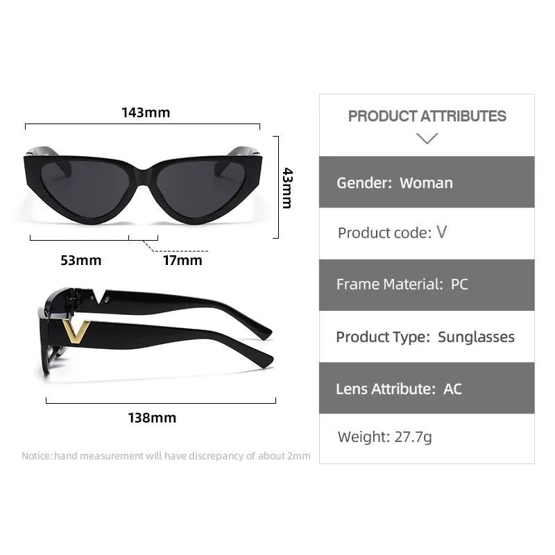 Glamour Women Brand Sunglasses Fashion V Designer Glasses Cat Eye Stylish