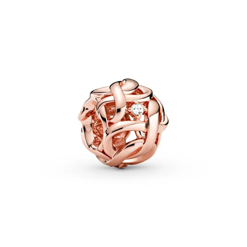 Hot Sale Rose Gold Charm Beads Fit Original 925 Silver Bracelet Women Jewelry