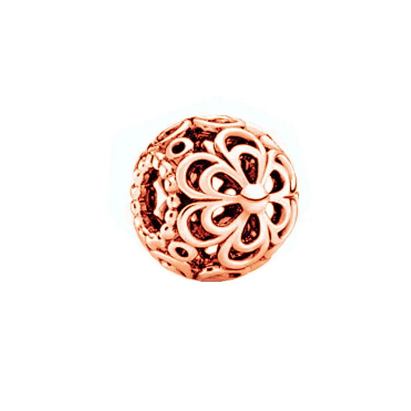 Hot Sale Rose Gold Charm Beads Fit Original 925 Silver Bracelet Women Jewelry