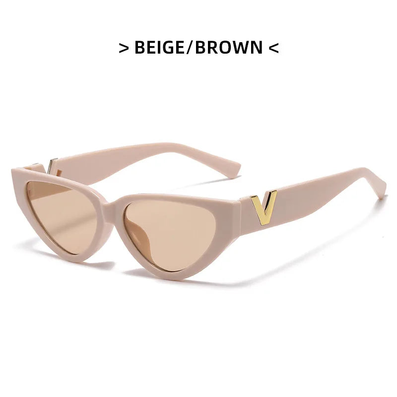 Glamour Women Brand Sunglasses Fashion V Designer Glasses Cat Eye Stylish