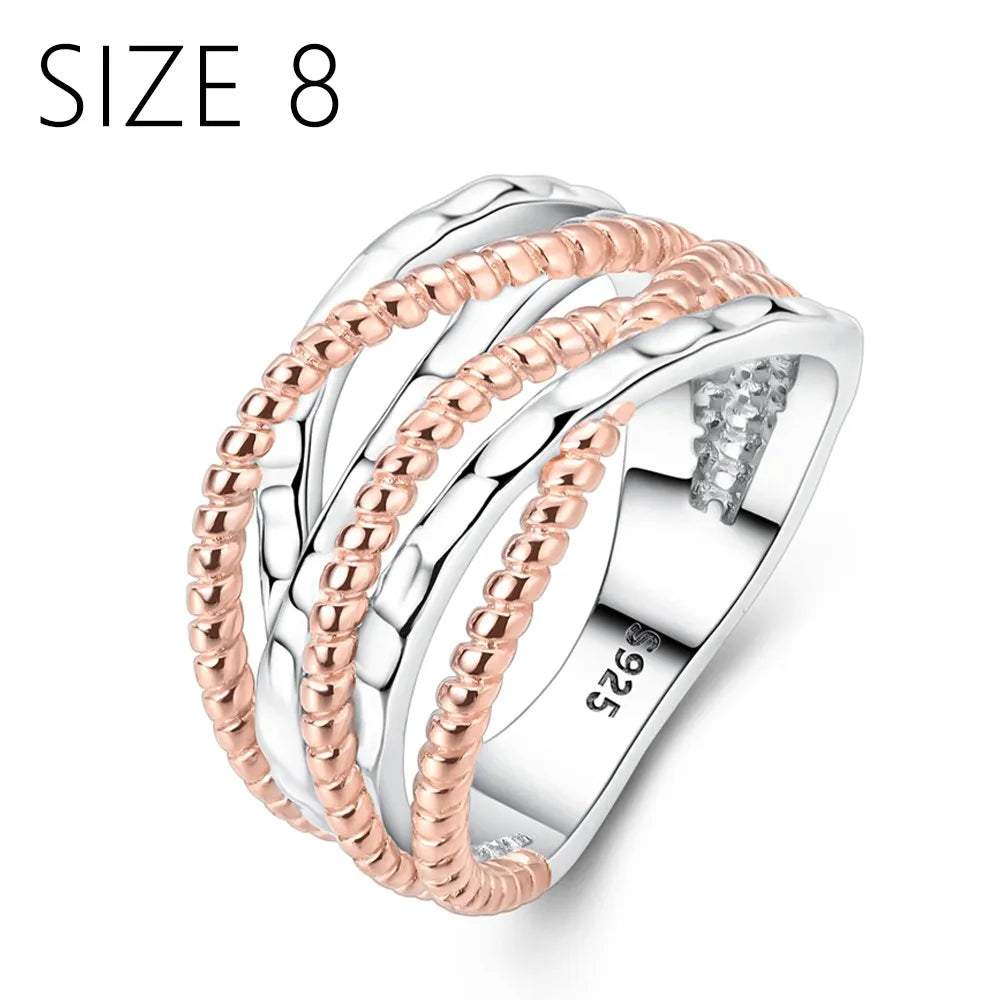 925 Silver Jewelry Rose Gold Double Color Zircon