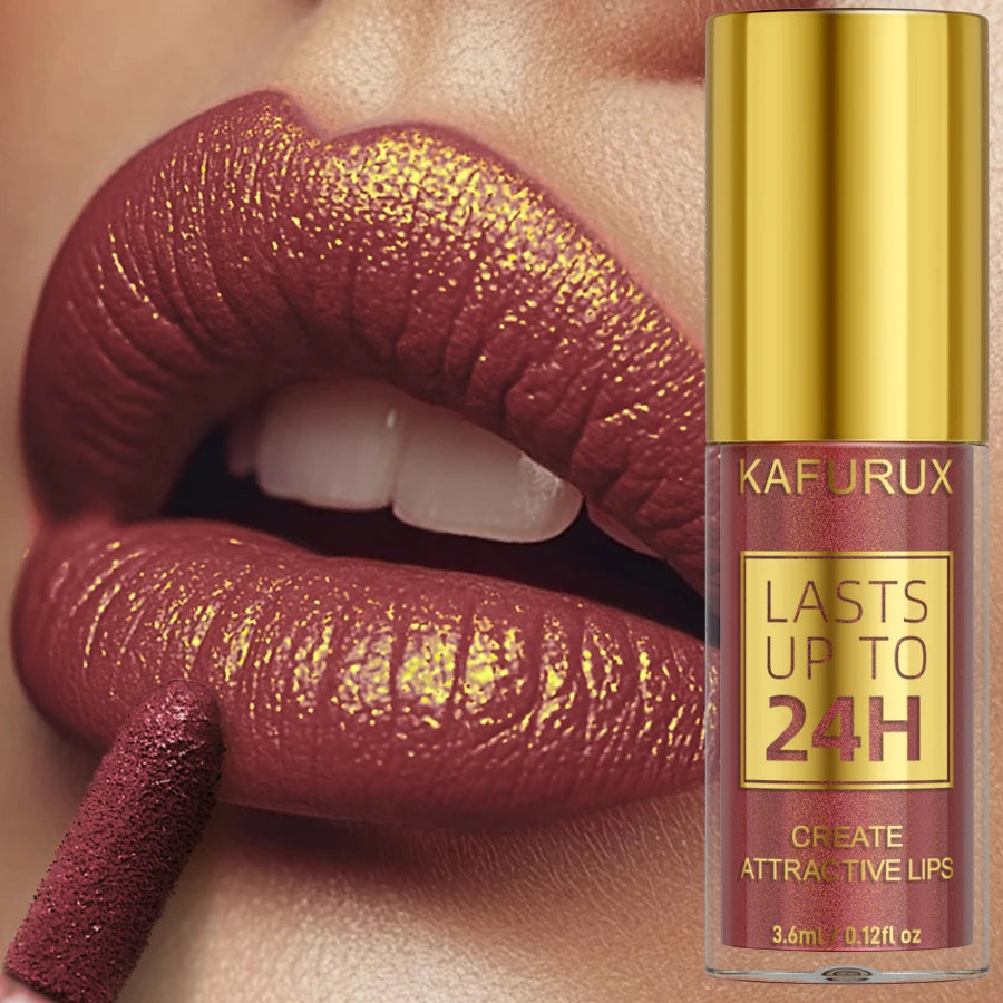 Metallic Lip Glaze Shiny Long Lasting Lip Gloss Waterproof Makeup Lip Oil