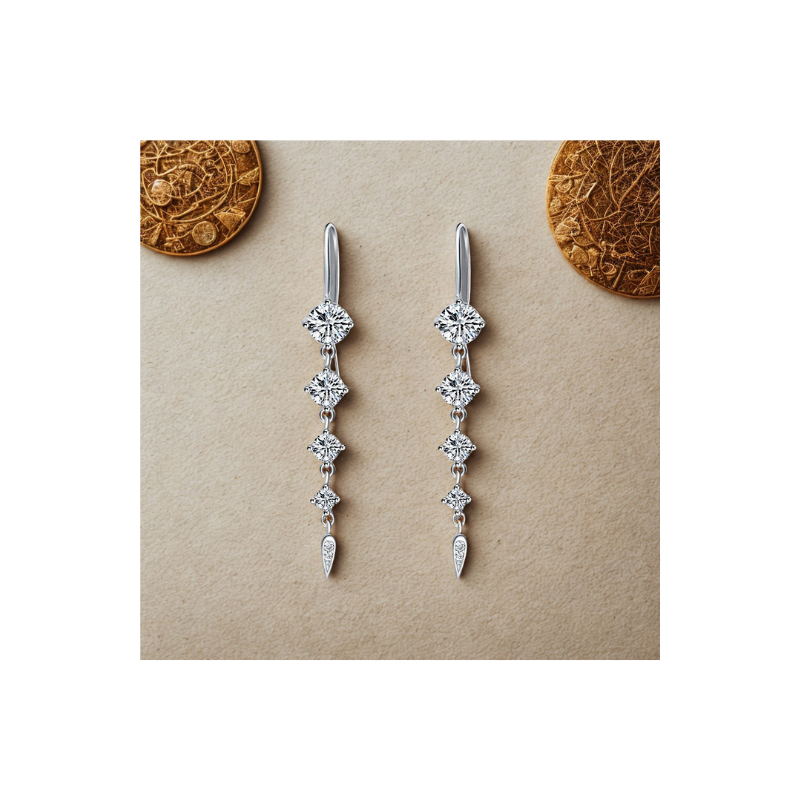 Pure 925 Sterling Silver Earrings Women Long Trendy New Jewelry