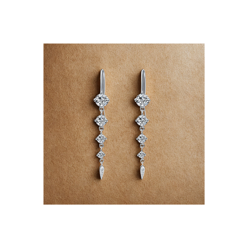 Pure 925 Sterling Silver Earrings Women Long Trendy New Jewelry