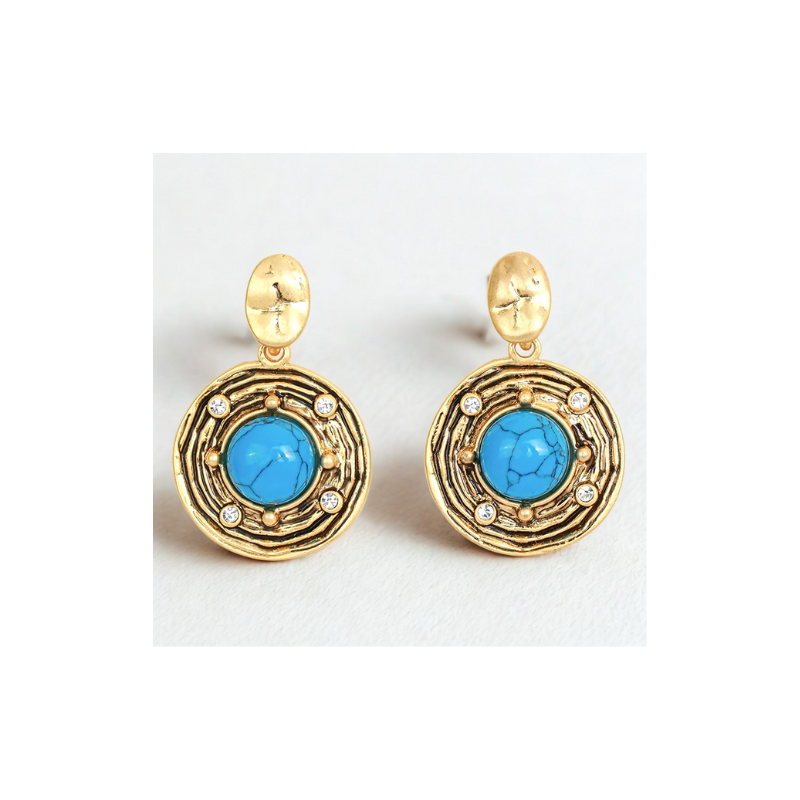 Vintage Turquoise Earrings925 Sterling Silver Plated