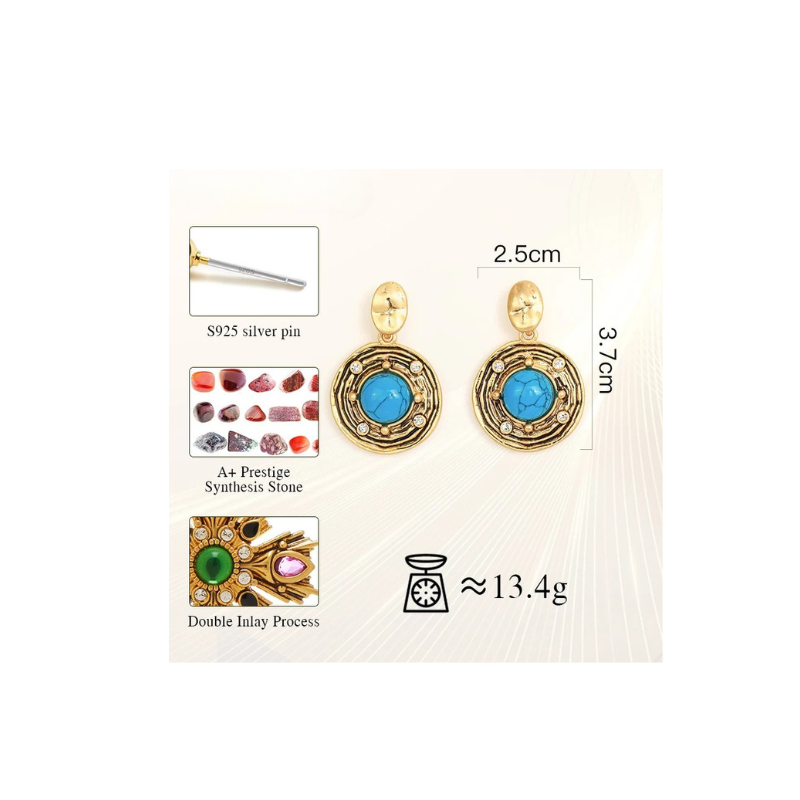 Vintage Turquoise Earrings925 Sterling Silver Plated