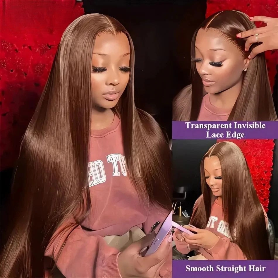 MELANY - Chocolate Brown Lace Straight Human Hair.