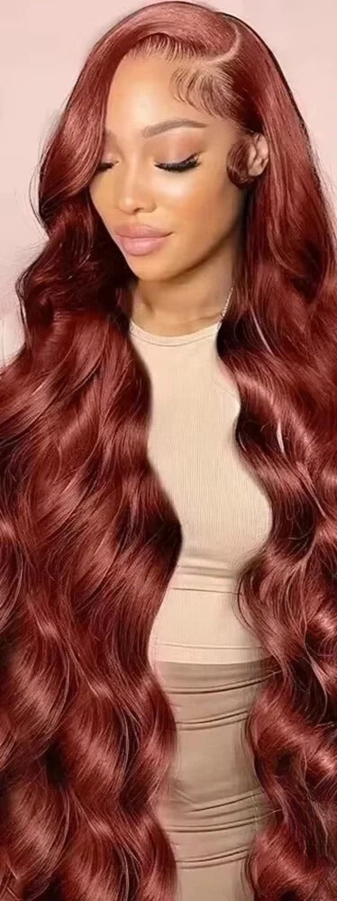 Reddish Brown Body Wave Wigs HD Lace Frontal Wigs Brazilian 100% Virgin Hair
