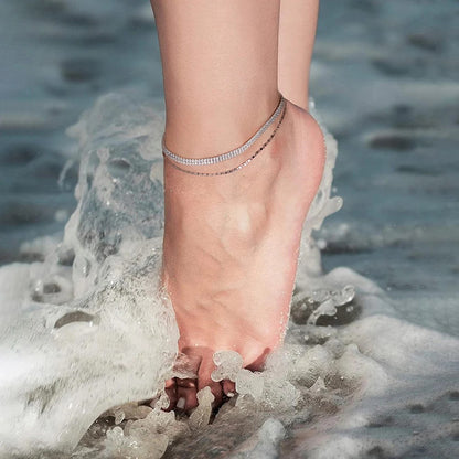 Sparkle Mirror Chain Anklets for Women 925 sterling steel