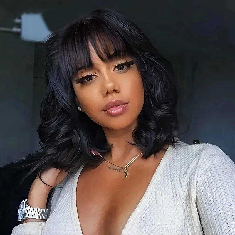 Lace Wig Bob Wigs with Bangs Brazilian Virgin Human Hair