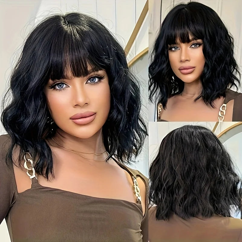 Lace Wig Bob Wigs with Bangs Brazilian Virgin Human Hair