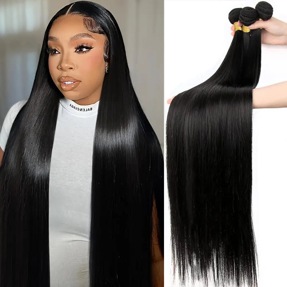 Straight Human Hair Bundles 100% Human Hair Extensions