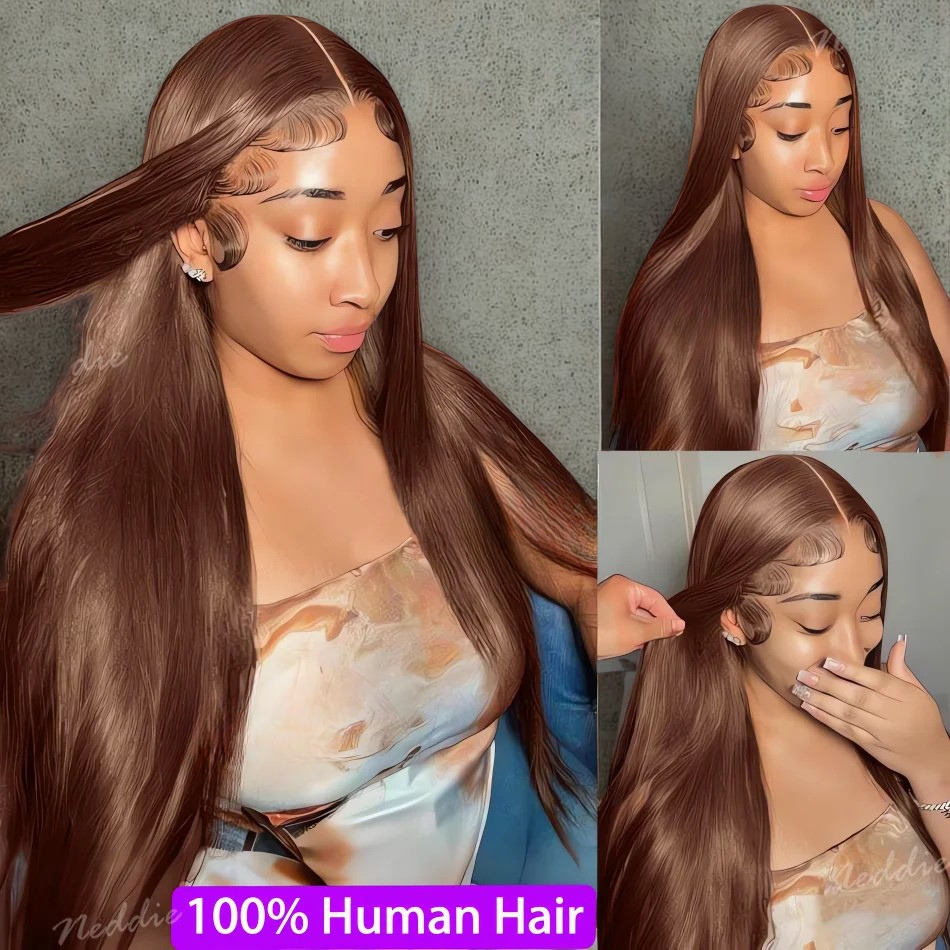 MELANY - Chocolate Brown Lace Straight Human Hair.