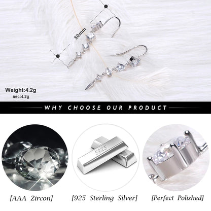 Pure 925 Sterling Silver Earrings Women Long Trendy New Jewelry
