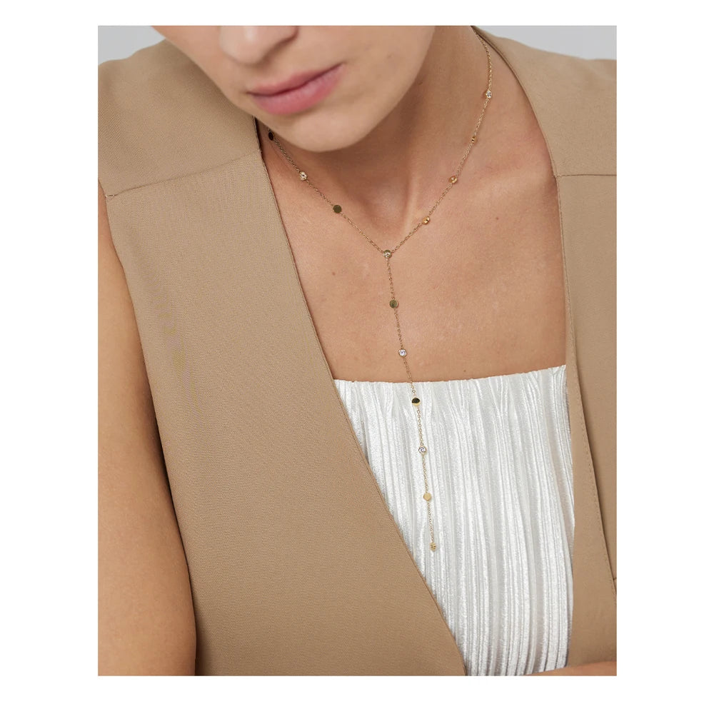 Long Pendant Necklace Minimalist 18 K Collar Fashion Jewelry