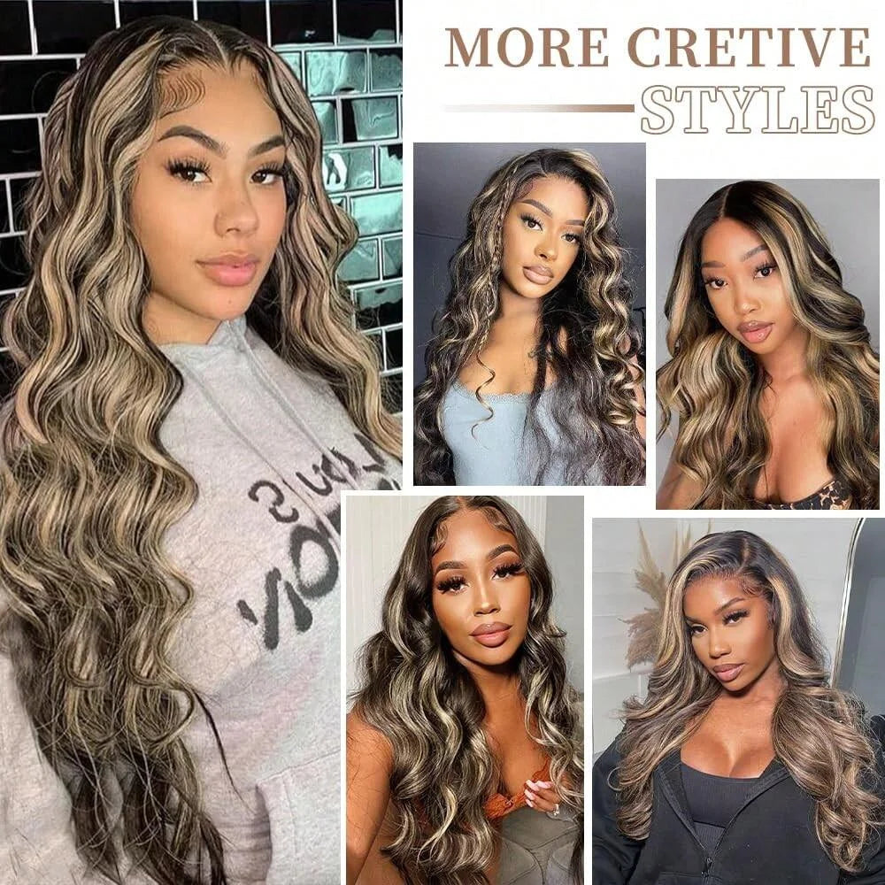 SAONA - Body Wave Wig Human Ombre Blonde Highlight Brazilian Hair